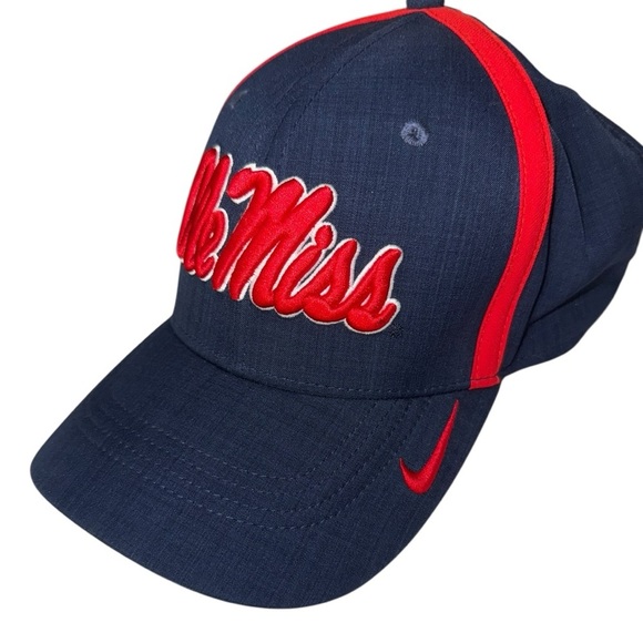 Nike Ole Miss Rebels Classic99 Dri-Fit Adjustable Hat Navy Red Embroidered Cap - Picture 3 of 8